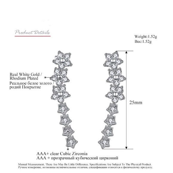 NEW!💙💎BEAUTIFUL! FLOWER CZ EARRINGS!💎💙QUALITY! - Picture 4 of 6